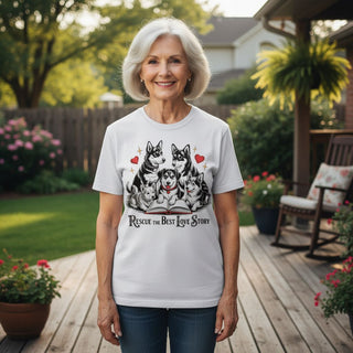 Rescue The Best Love Story Love Dog-Mom Tees