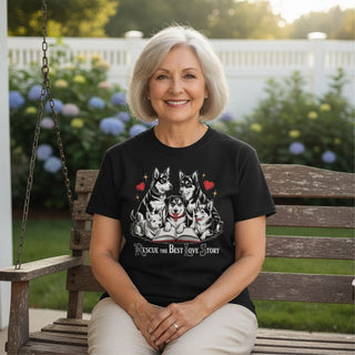 Rescue The Best Love Story Love Dog-Mom Tees