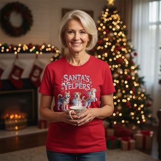 Santa's Little Yelper Dog-Mom Christmas Themed Tees